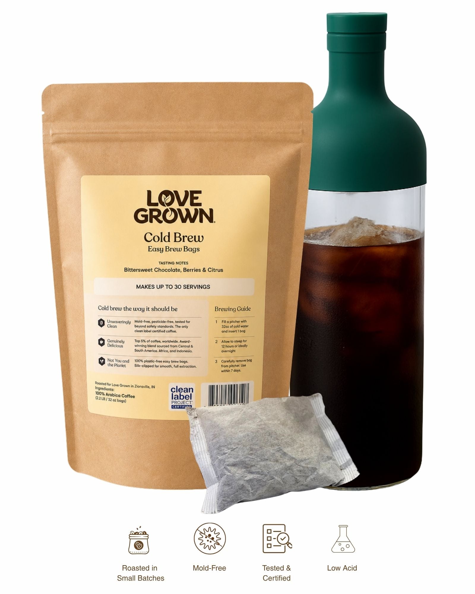 Cold Brew Easy Brew Bags Mold-Free, Clean Label Project Certified