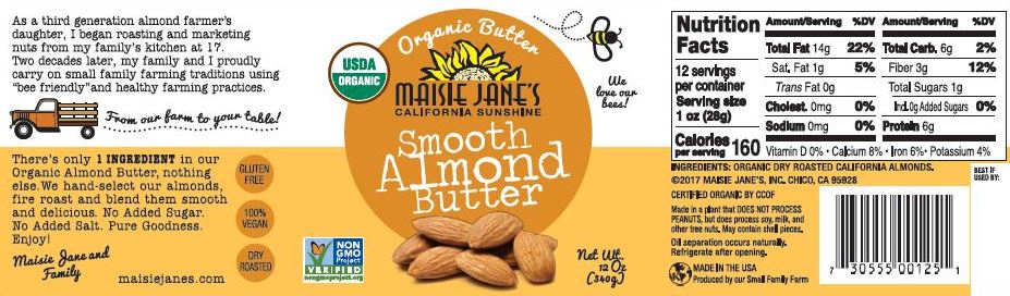 Picture of Maisie Jane's Organic Smooth Almond Butter