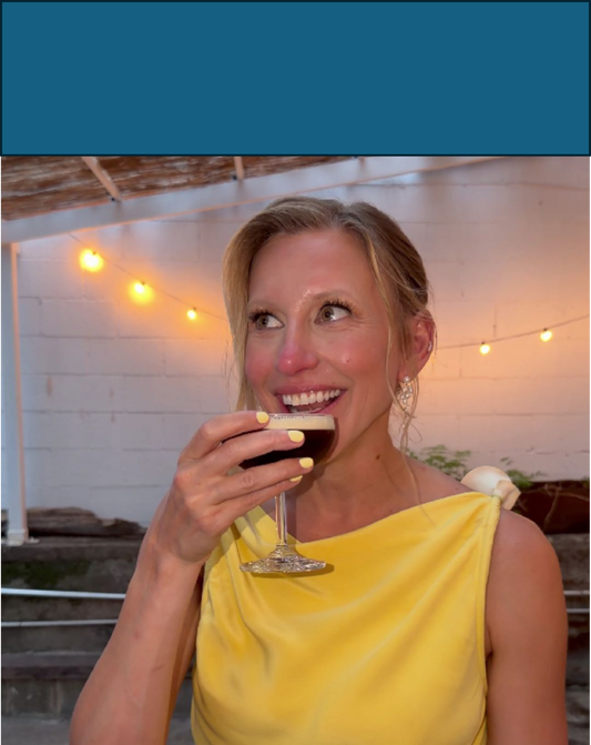 Founder Katie Tyson with a Love Grown cold brew martini