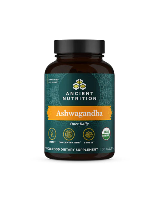 The front of Ancient Nutrition Organic Ashwagandha Tablets