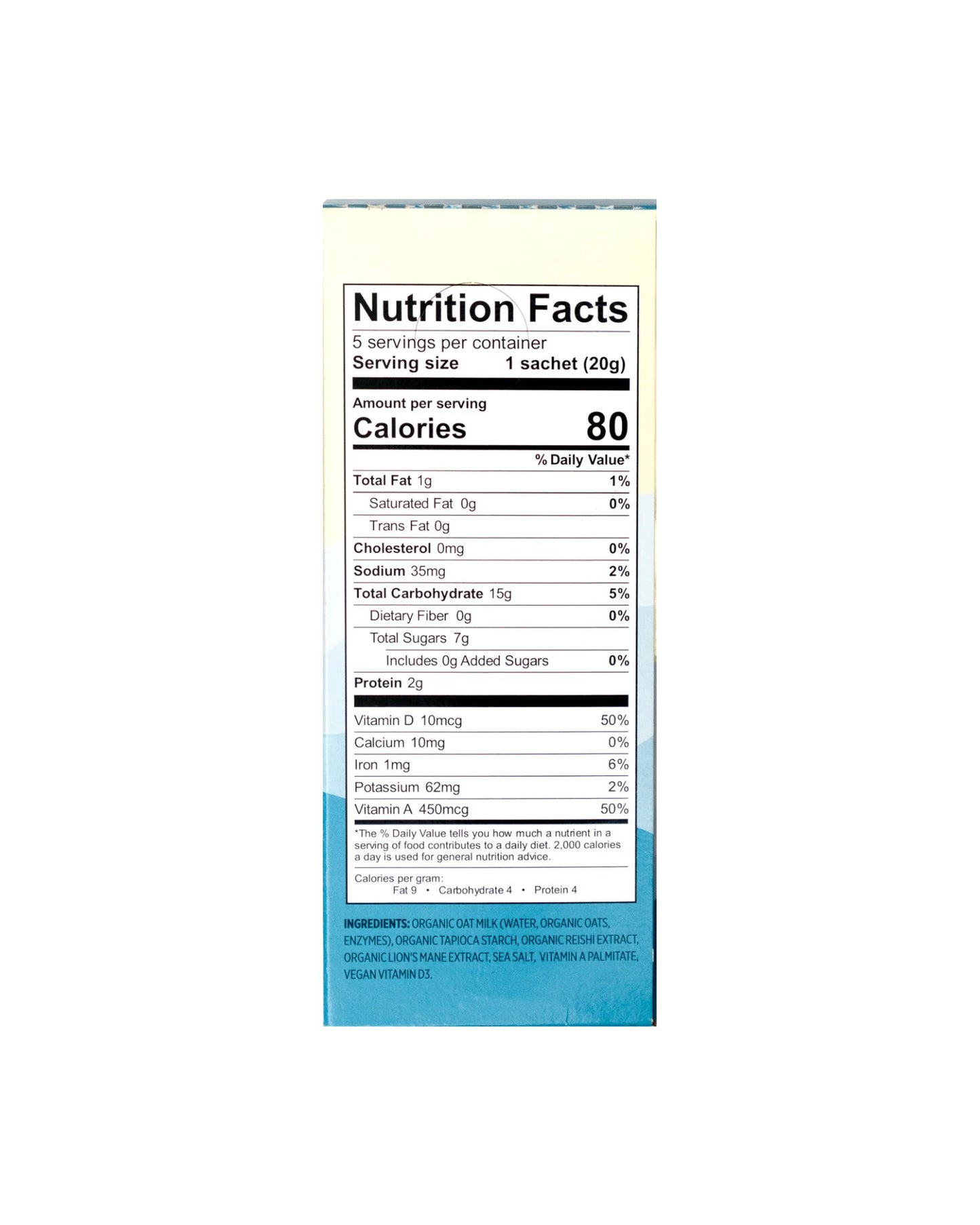 The back of Alpine Start Foods Oat Milk with Benefits - 5 Pack