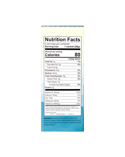 The back of Alpine Start Foods Oat Milk with Benefits - 5 Pack