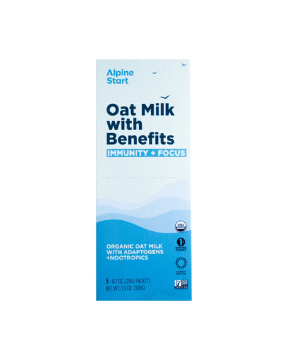 The front of Alpine Start Foods Oat Milk with Benefits - 5 Pack