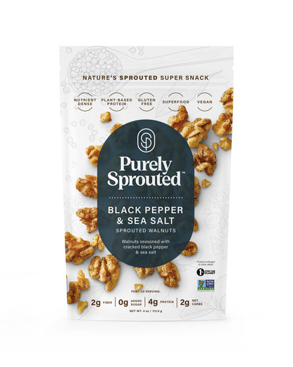 The back of Purely Sprouted Black Pepper & Sea Salt Sprouted Walnuts