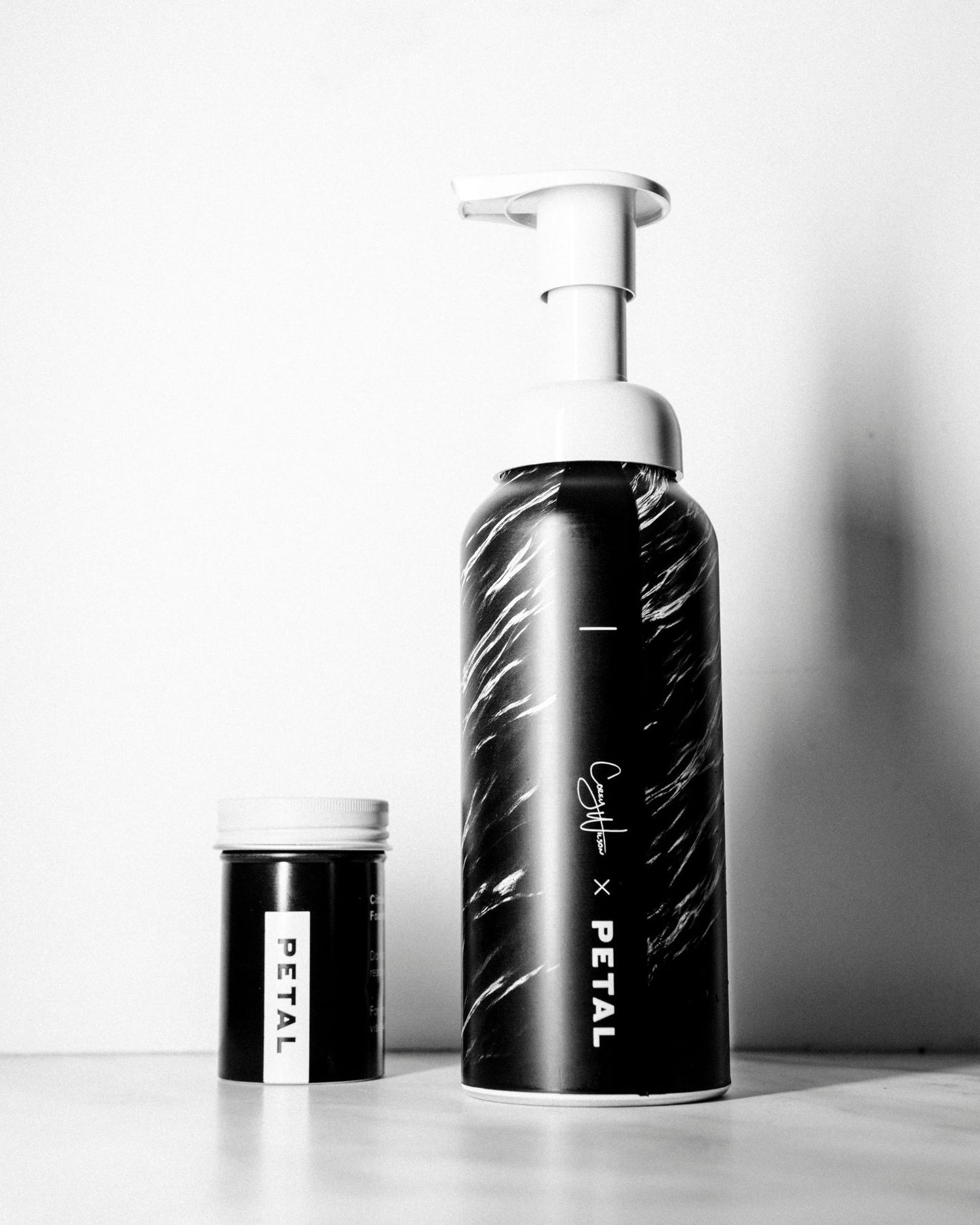 The front of Petal Soap Corey Wilson Foaming Hand Soap Dispenser - Ocean Calm