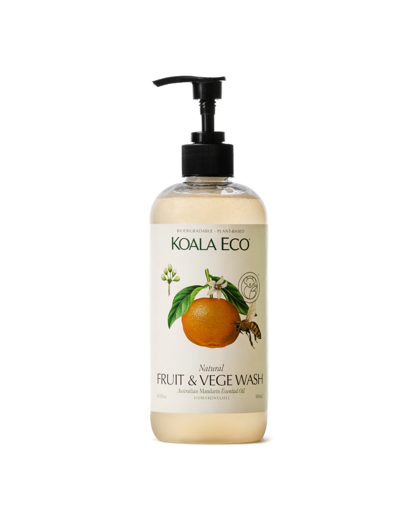 The front of Koala Eco Mandarin Fruit & Veggie Wash