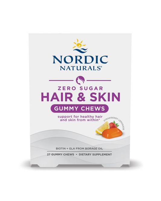 The front of Nordic Naturals Zero Sugar Hair & Skin Gummies