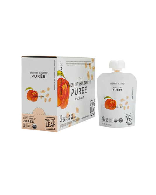 Picture of White Leaf Provisions Peach + Oat Organic, Biodynamic® Baby Food - Box of 6