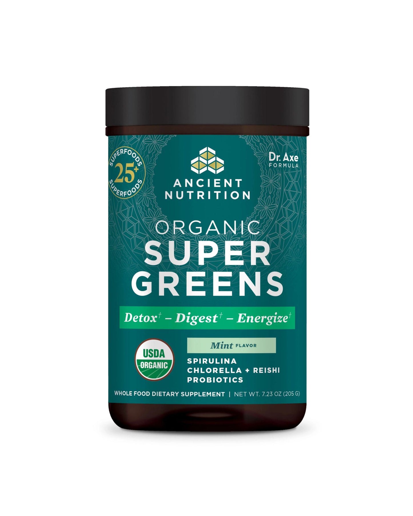 The front of Ancient Nutrition Organic Super Greens Powder
