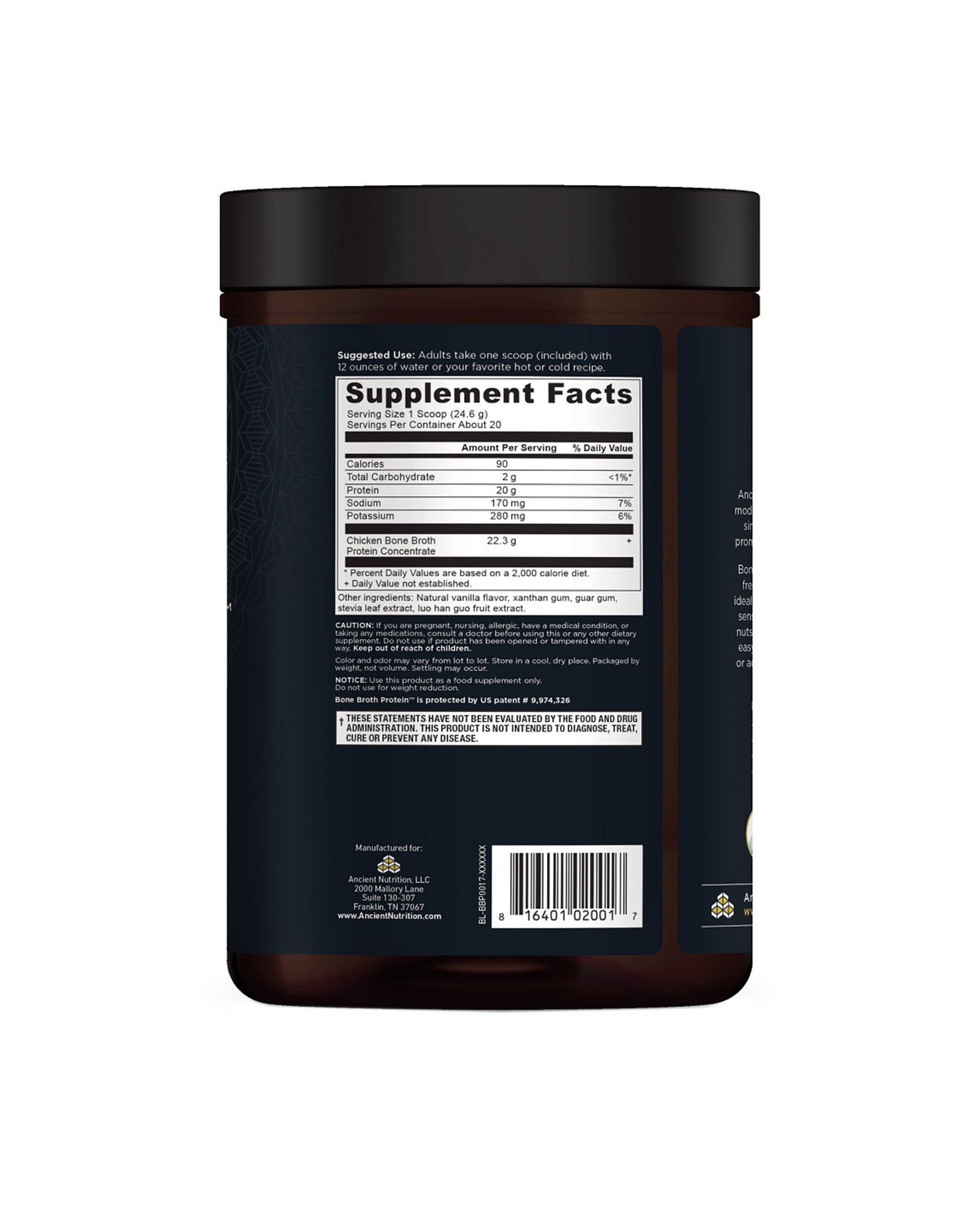 Picture of Ancient Nutrition Vanilla Bone Broth Protein Powder