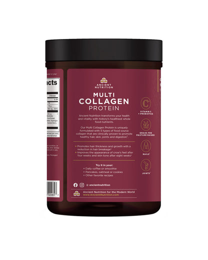The back of Ancient Nutrition Beauty Within Multi Collagen Protein Powder