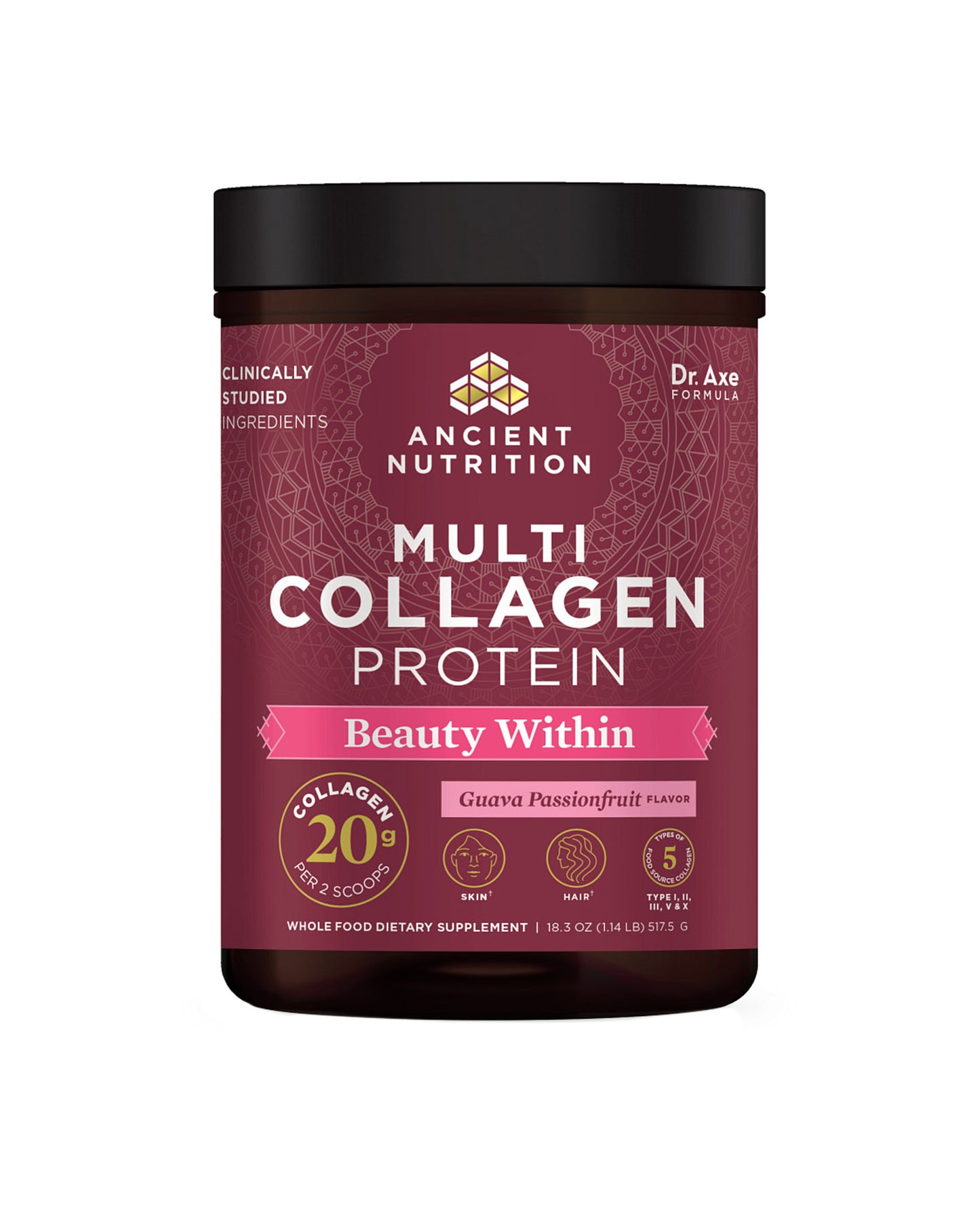 The front of Ancient Nutrition Beauty Within Multi Collagen Protein Powder