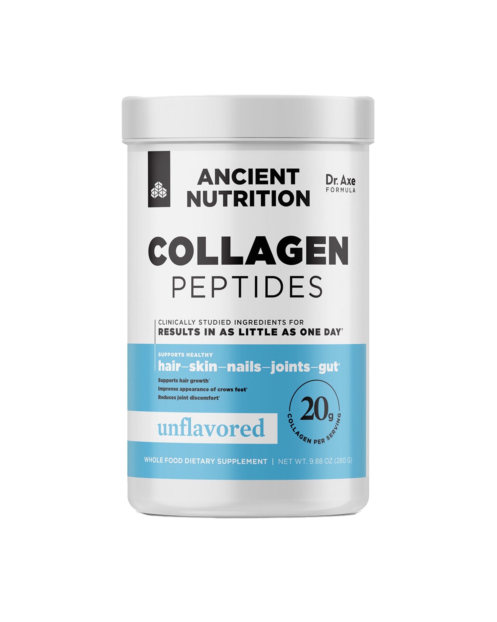 The front of Ancient Nutrition Unflavored Collagen Peptides Powder