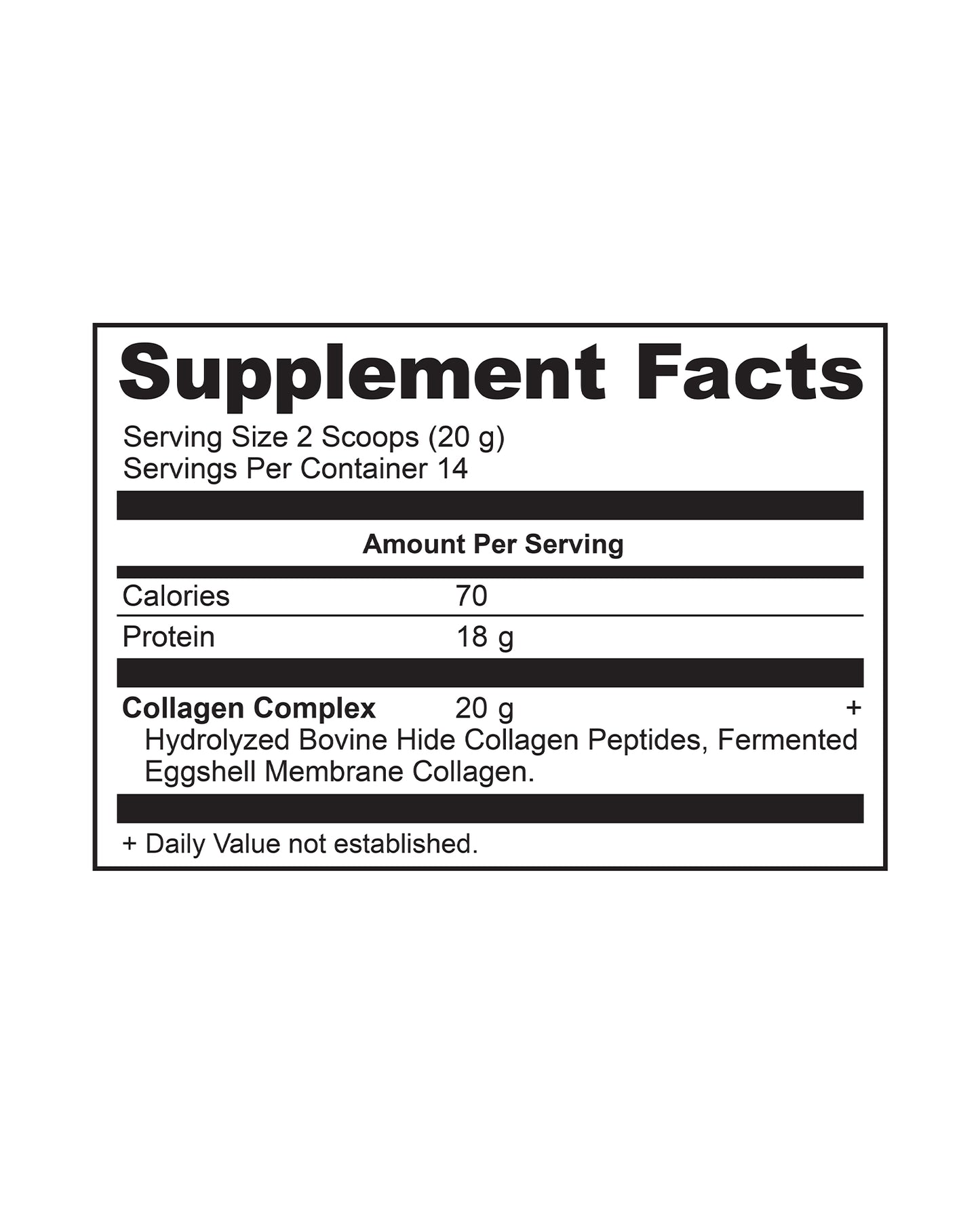 The nutrition panel of Ancient Nutrition Unflavored Collagen Peptides Powder