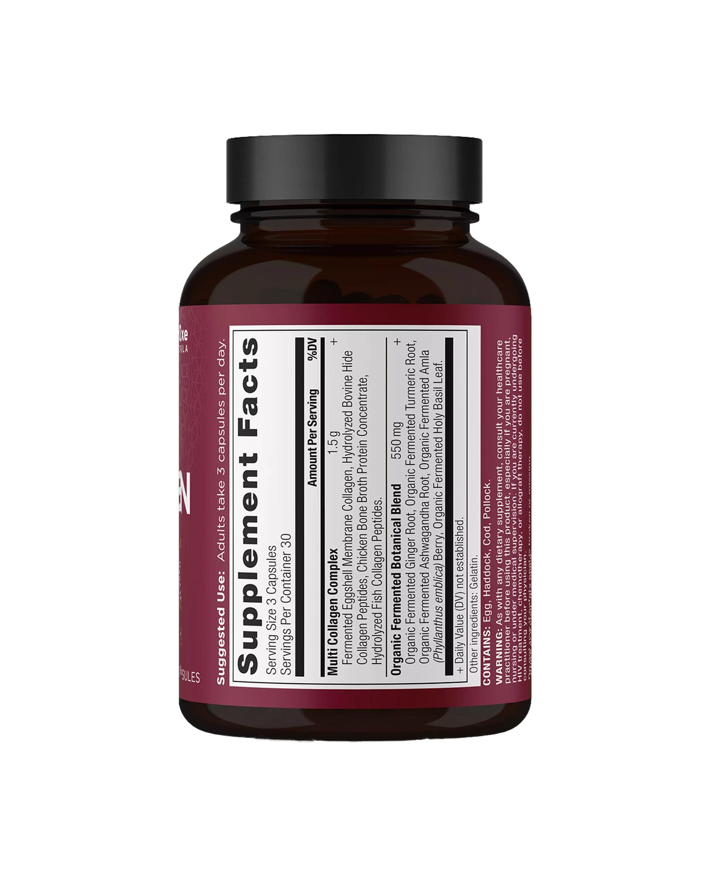 The back of Ancient Nutrition Multi Collagen Peptides Capsules