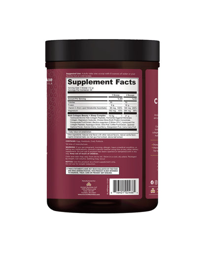 The back of Ancient Nutrition Beauty & Sleep Multi Collagen Protein Powder