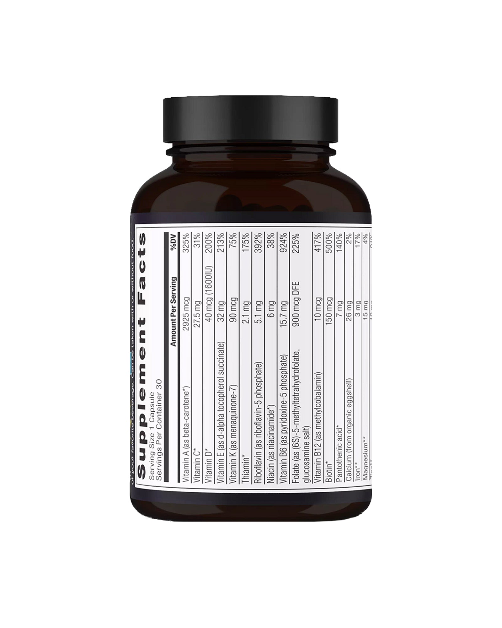 The back of Ancient Nutrition Men's 40+ Once Daily Multivitamin Capsules