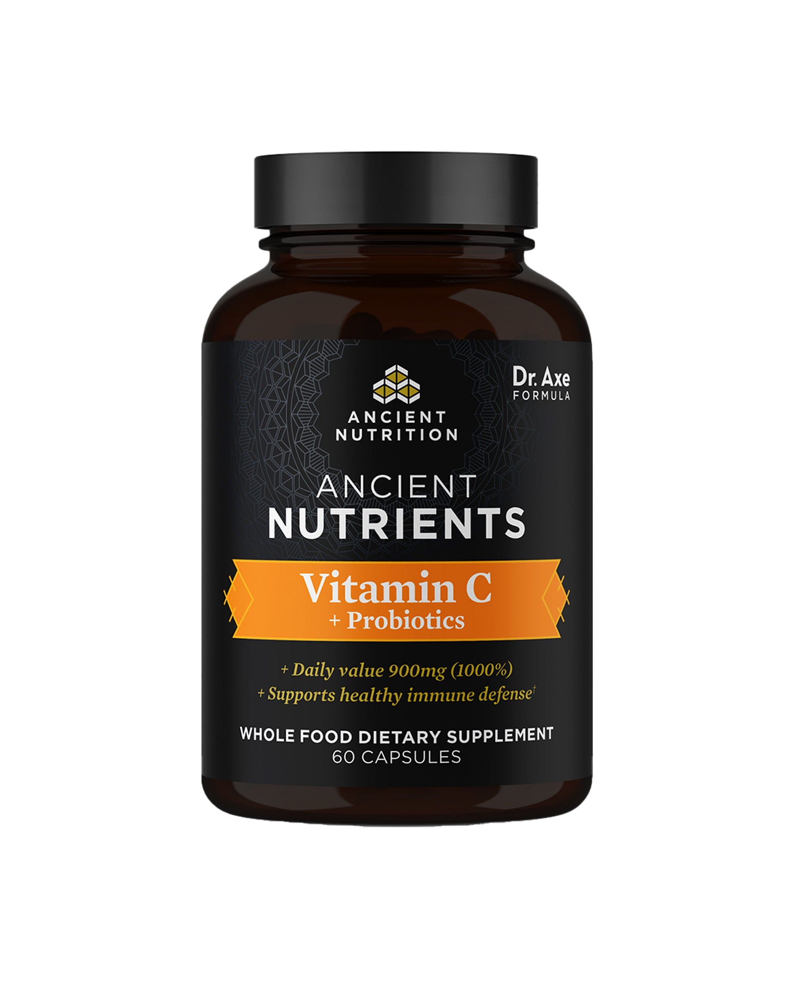 The front of Ancient Nutrition Vitamin C & Probiotics Capsules