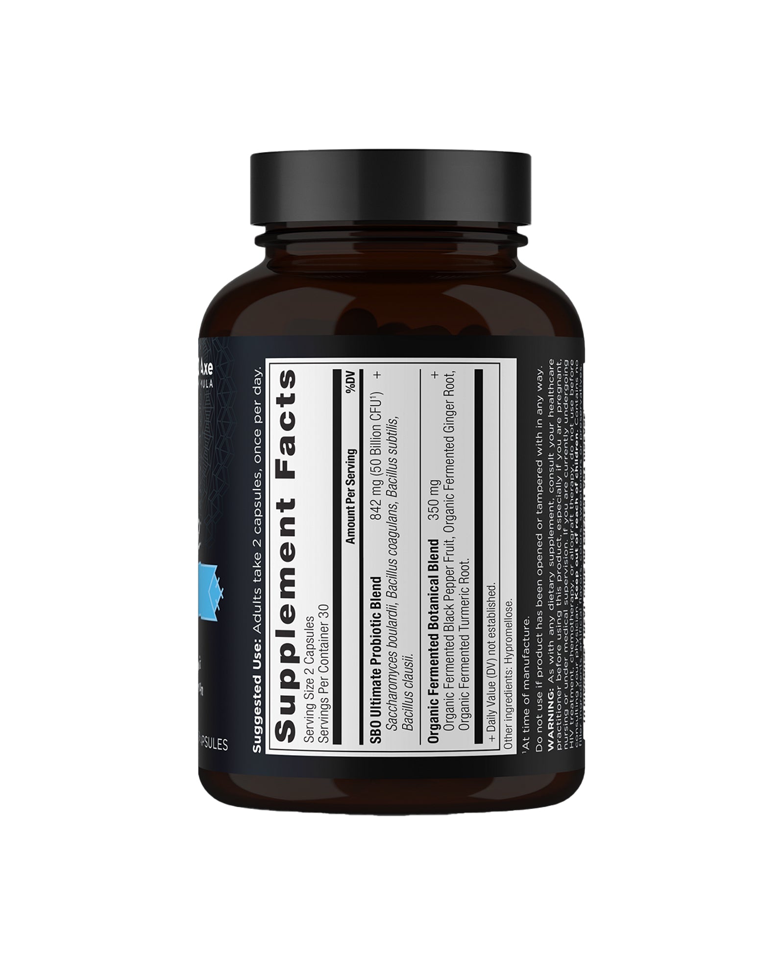 The back of Ancient Nutrition Ultimate SBO Probiotics Capsules