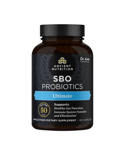 The front of Ancient Nutrition Ultimate SBO Probiotics Capsules