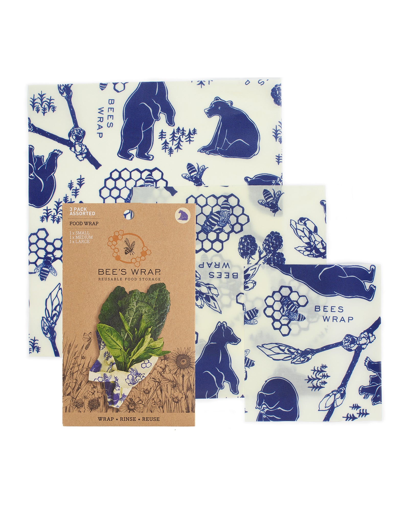 Picture of Bee's Wrap Reusable Beeswax Food Wraps -  Assorted 3 Pack