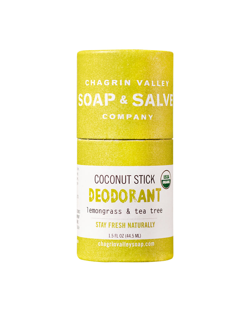 The front of Chagrin Valley Soap & Salve Lemongrass & Tea Tree Deodorant Stick