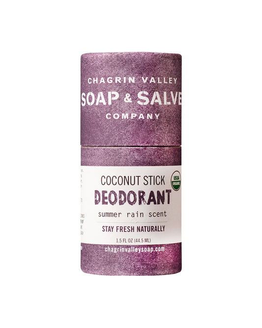 The front of Chagrin Valley Soap & Salve Summer Rain Deodorant Stick