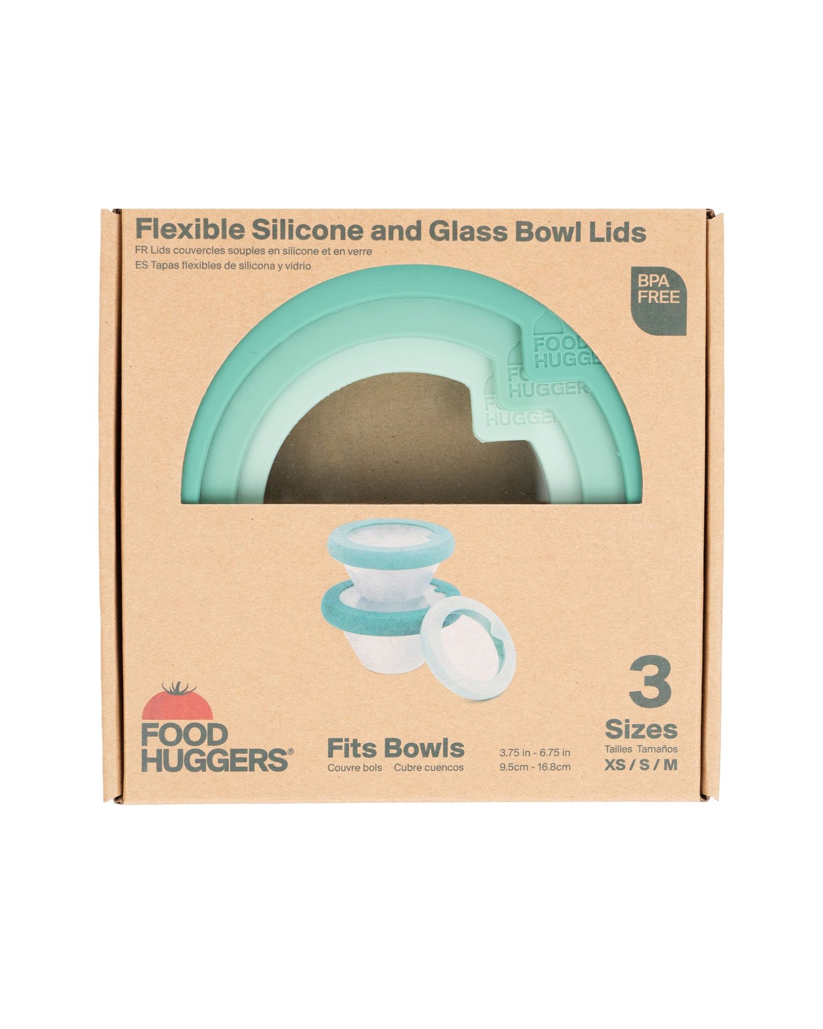 The front of Food Huggers Reusable Silicone Bowl Lids