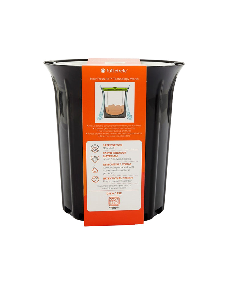 The back of Full Circle Odor-Free Countertop Compost Collector