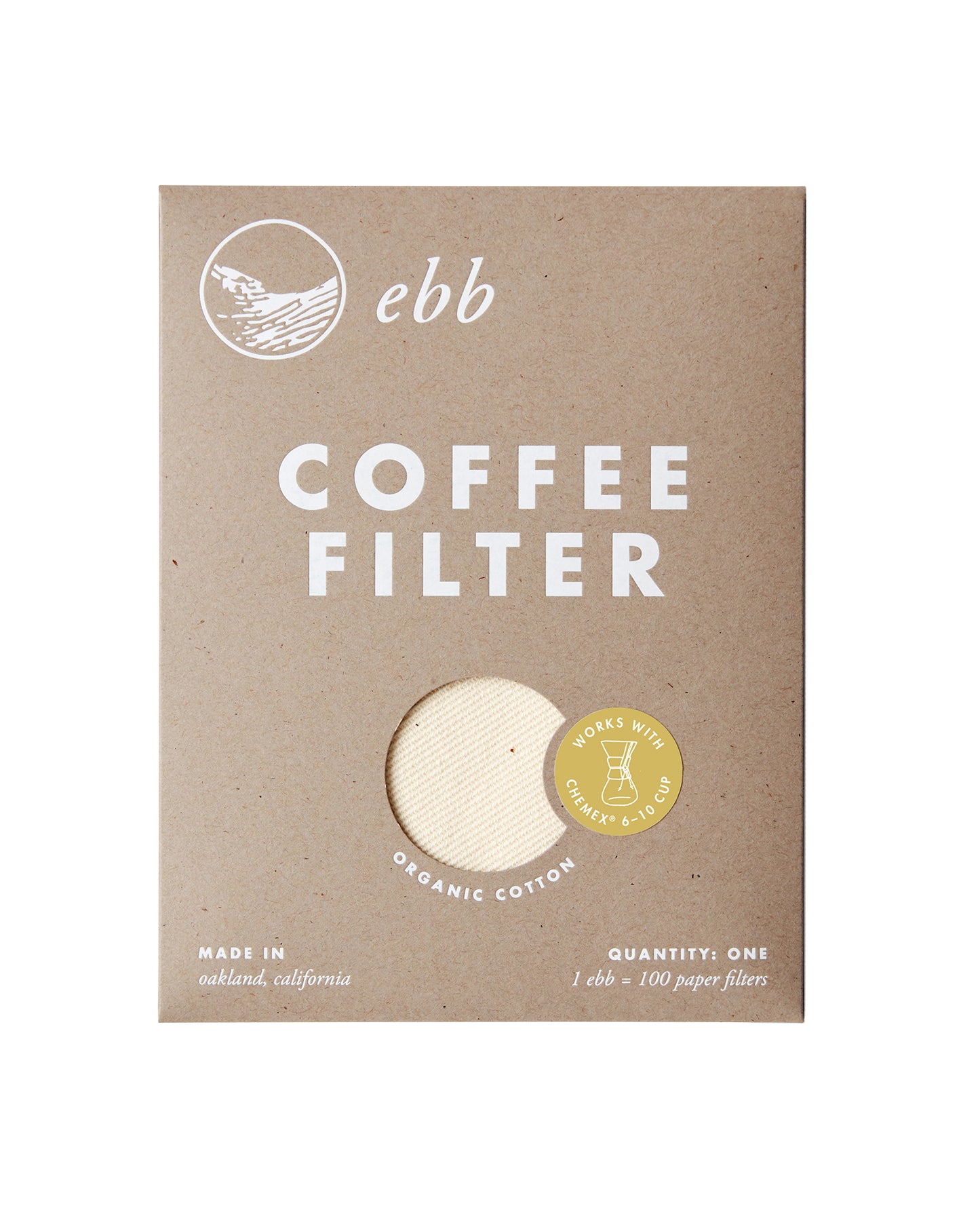 The front of GDS Cloth Goods Chemex® 6-10 Cup Organic Cotton Coffee Filter
