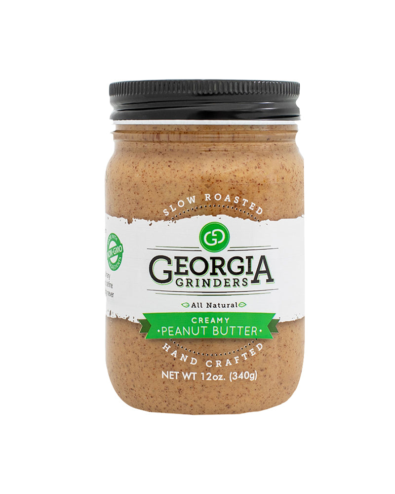 The front of Georgia Grinders Creamy Peanut Butter
