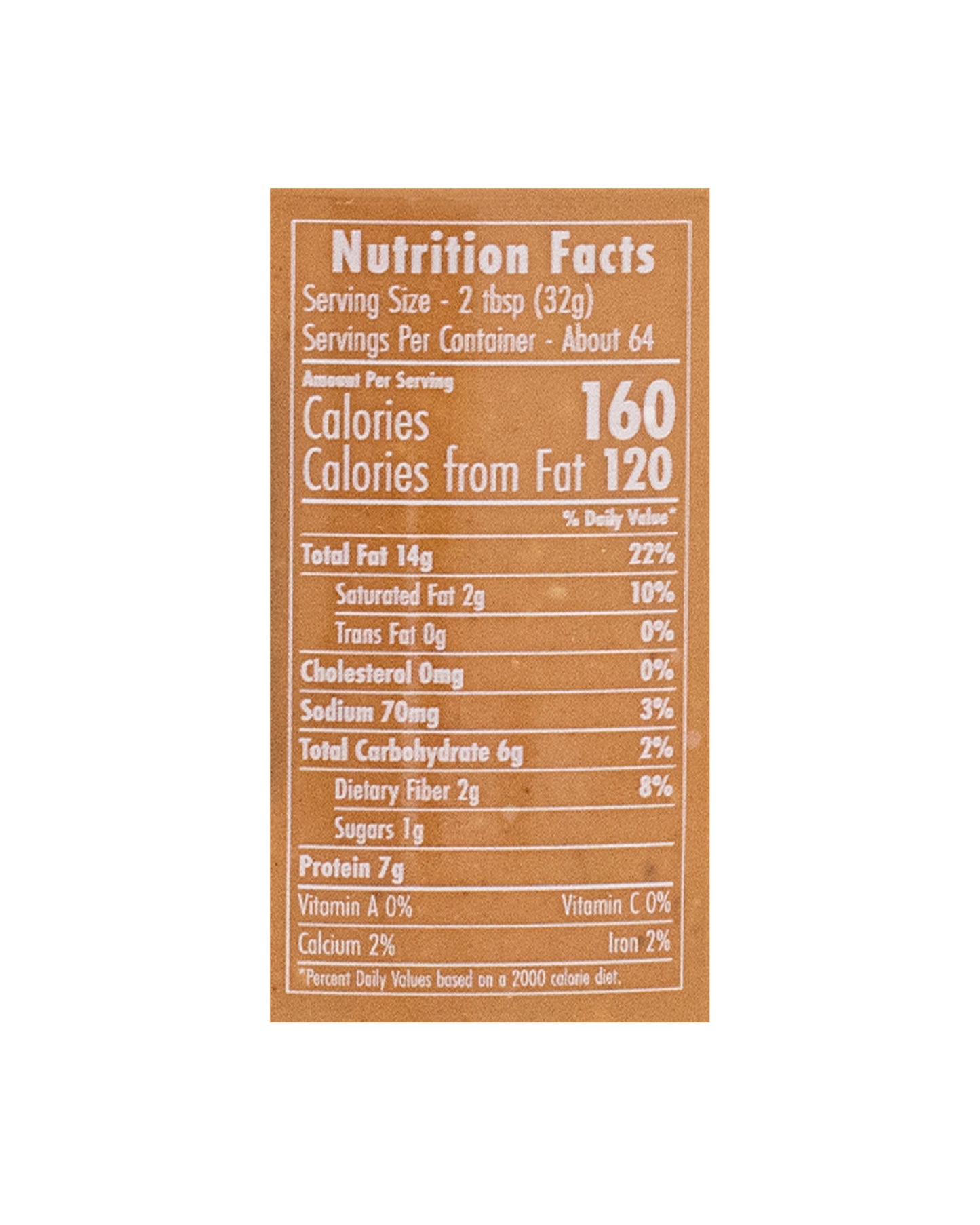 The nutrition panel of Georgia Grinders Organic Crunchy Peanut Butter - Family Size
