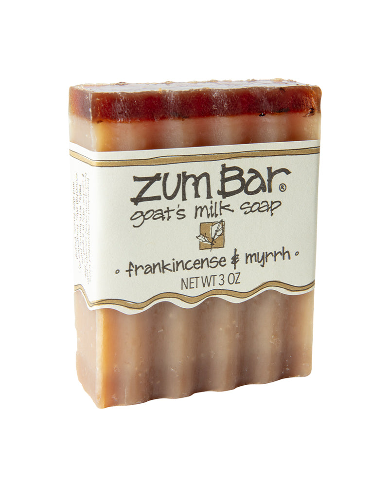 The front of Zum Frankincense and Myrrh Bar Soap