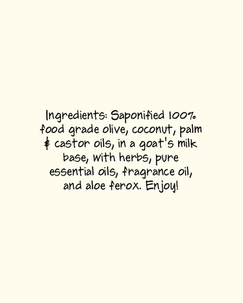 The nutrition panel of Zum Frankincense and Myrrh Bar Soap