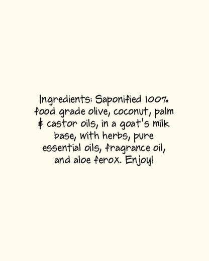 The nutrition panel of Zum Frankincense and Myrrh Bar Soap