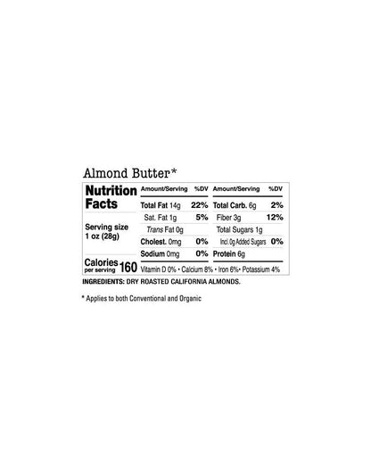 The nutrition panel of Maisie Jane's Smooth Almond Butter