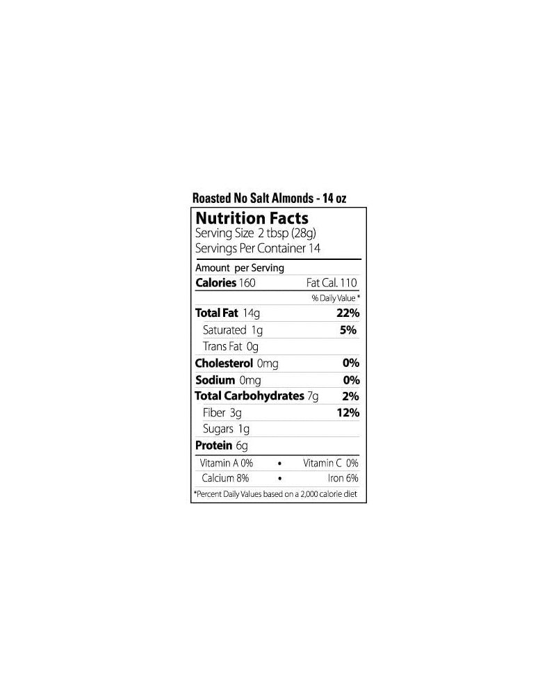 The nutrition panel of Maisie Jane's Dry Roasted Almonds