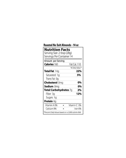 The nutrition panel of Maisie Jane's Dry Roasted Almonds
