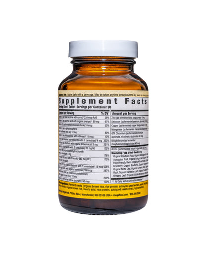 The back of MegaFood Men Over 40™ One Daily Tablets