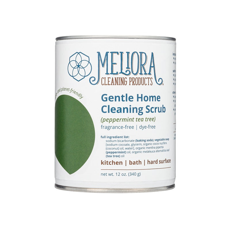 The front of Meliora Peppermint Tea Tree Gentle Home Cleaning Scrub