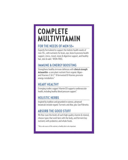 The back of New Chapter Every Man™'s One Daily 55+ Multivitamin Tablets