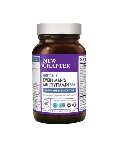 The front of New Chapter Every Man™'s One Daily 55+ Multivitamin Tablets