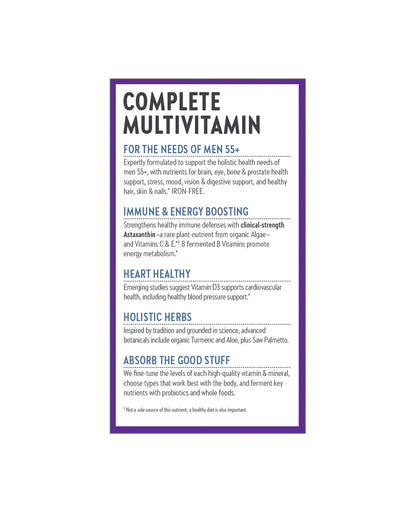 The back of New Chapter Every Man™'s One Daily 55+ Multivitamin Tablets