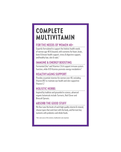 The back of New Chapter Every Woman™'s One Daily 40+ Multivitamin Tablets