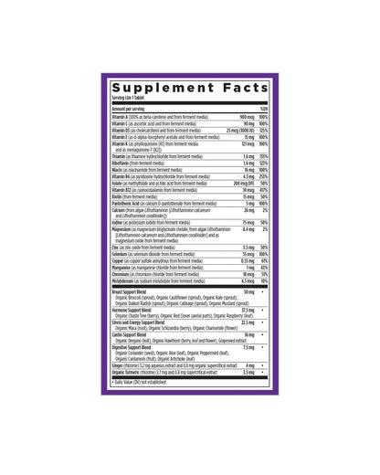 The nutrition panel of New Chapter Every Woman™'s One Daily 40+ Multivitamin Tablets