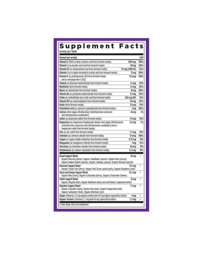 The nutrition panel of New Chapter Every Woman™'s One Daily 40+ Multivitamin Tablets