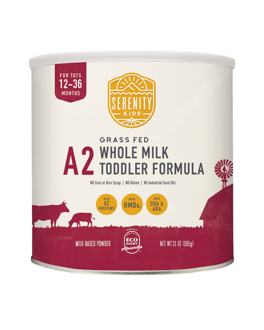 The front of Serenity Kids A2 Whole Milk Toddler Formula
