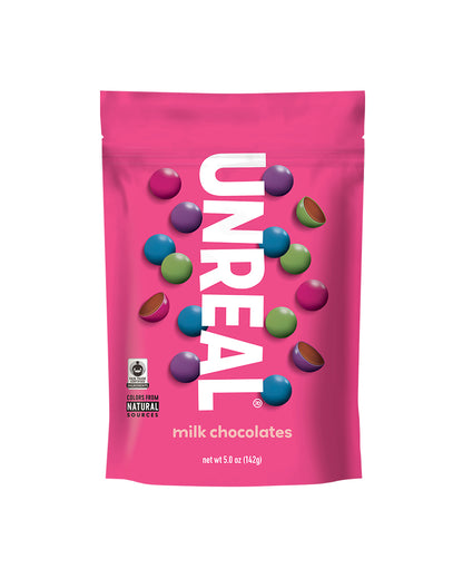 The front of UNREAL Milk Chocolate Gems