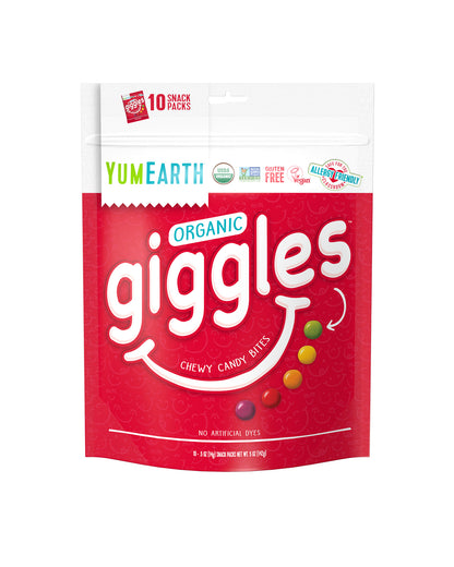 The front of YumEarth Organic Giggle Snack Packs