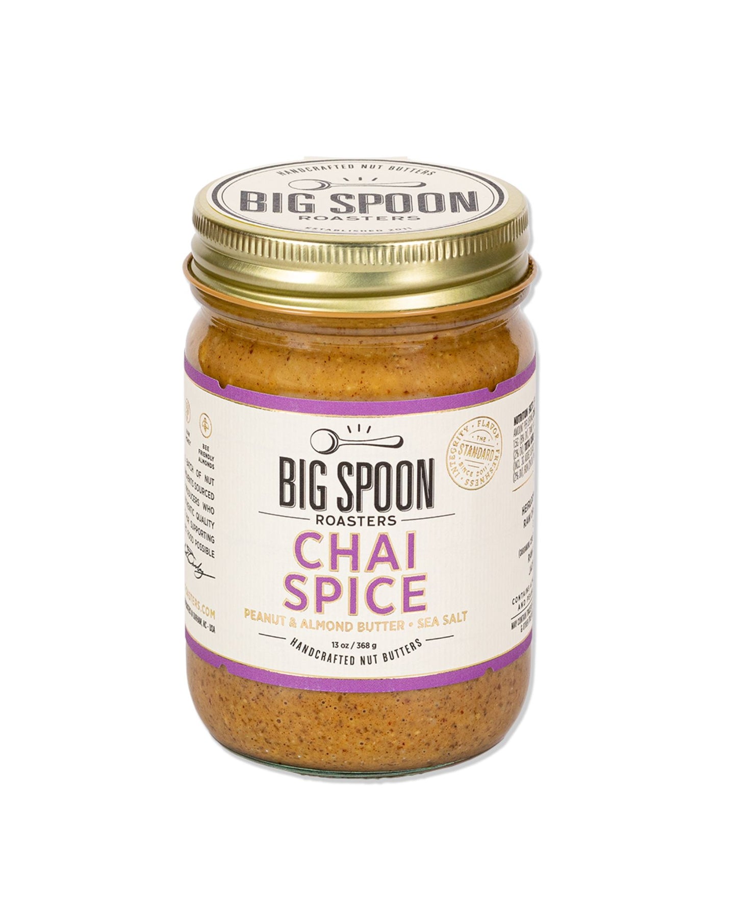 The front of Big Spoon Roasters Chai Spice Peanut & Almond Butter with Sea Salt